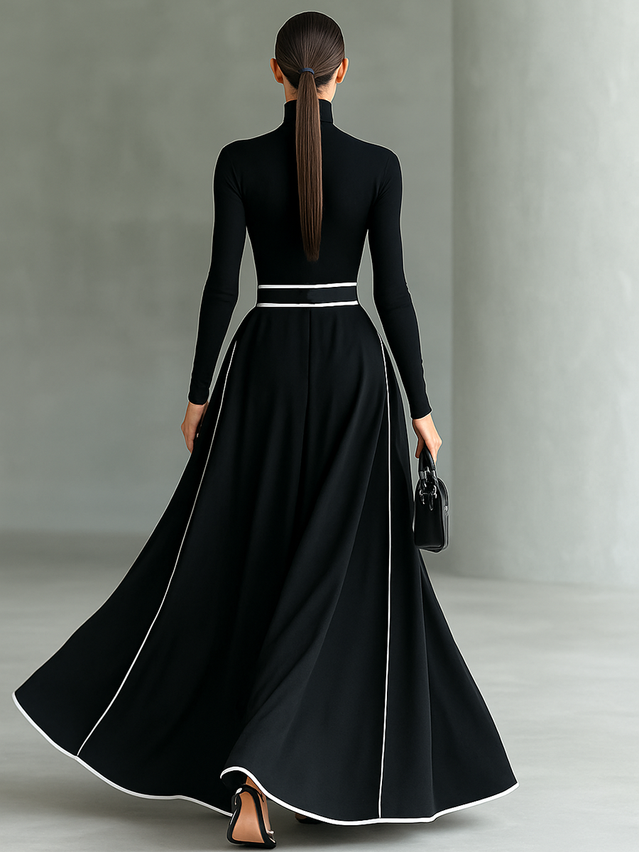 Leonie | Elegantes Langkleid mit schmalem Taillengürtel