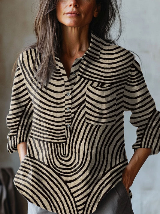 Nora | Anmutiges Leinenhemd mit Muster Damen