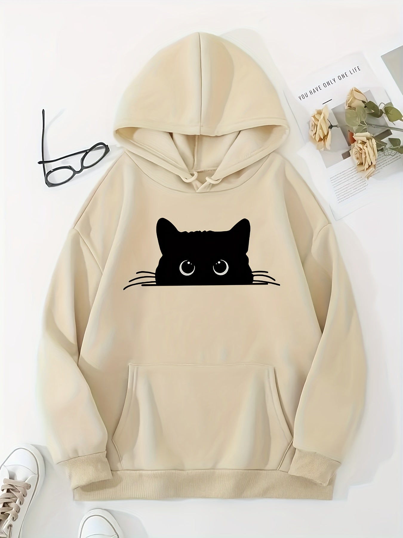 Lena | Damen Hoodie mit Katzenmotiv & gemütlicher Kapuze