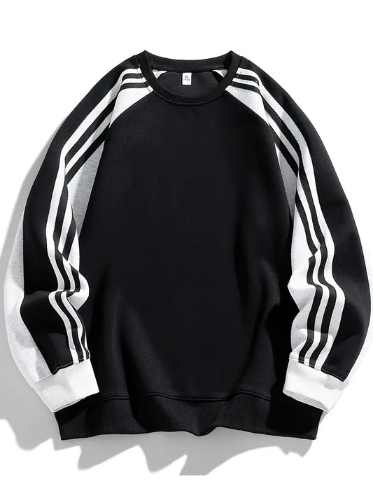 Matteo | Sweatshirt mit Streifenärmeln und Rundhalsausschnitt