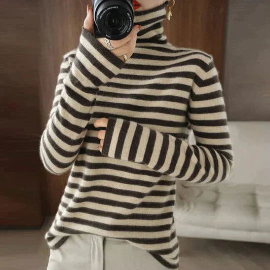 Mia | Stylischer Rollkragenpullover mit Streifenmuster