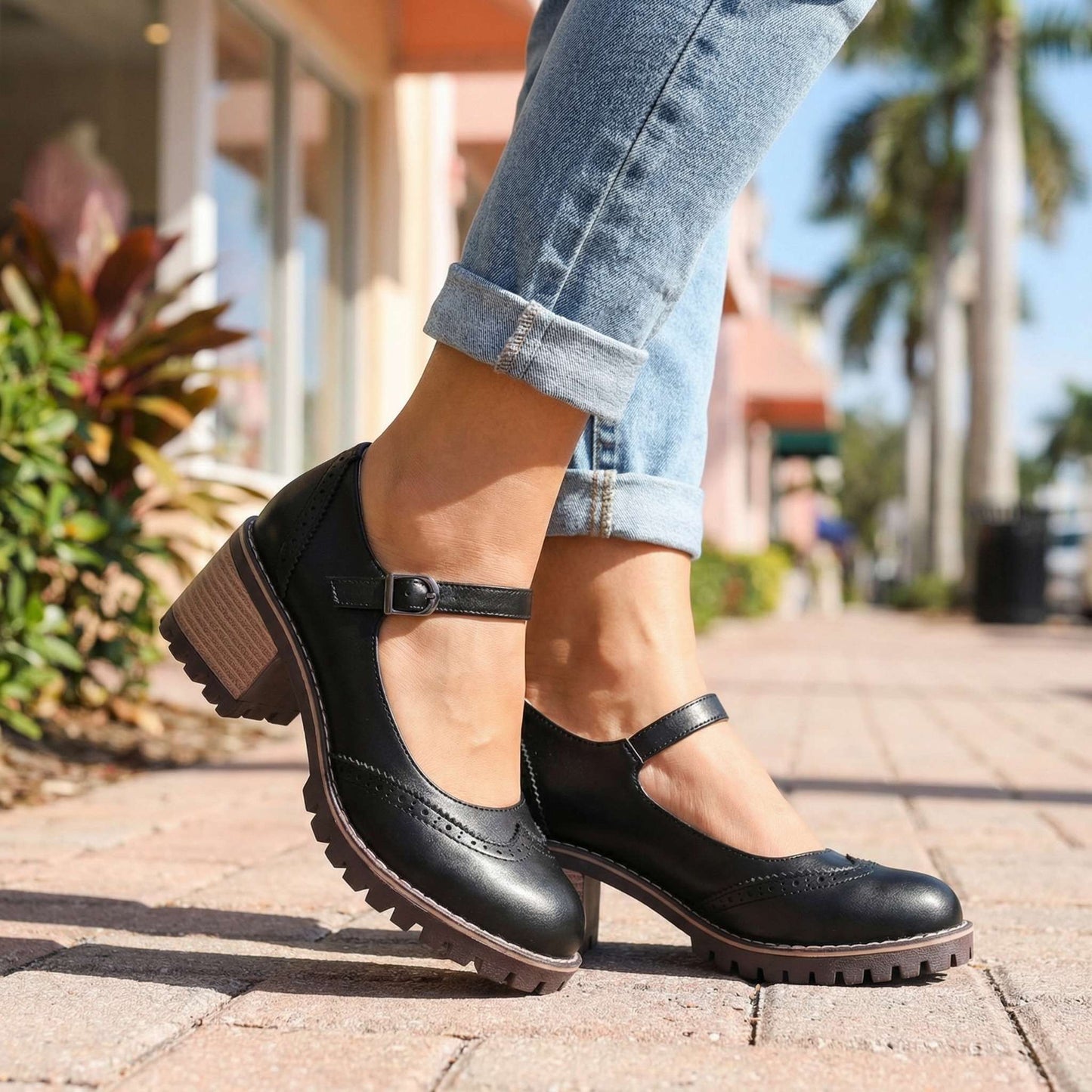 Amelie | Stilvolle T Strap Heels Damen