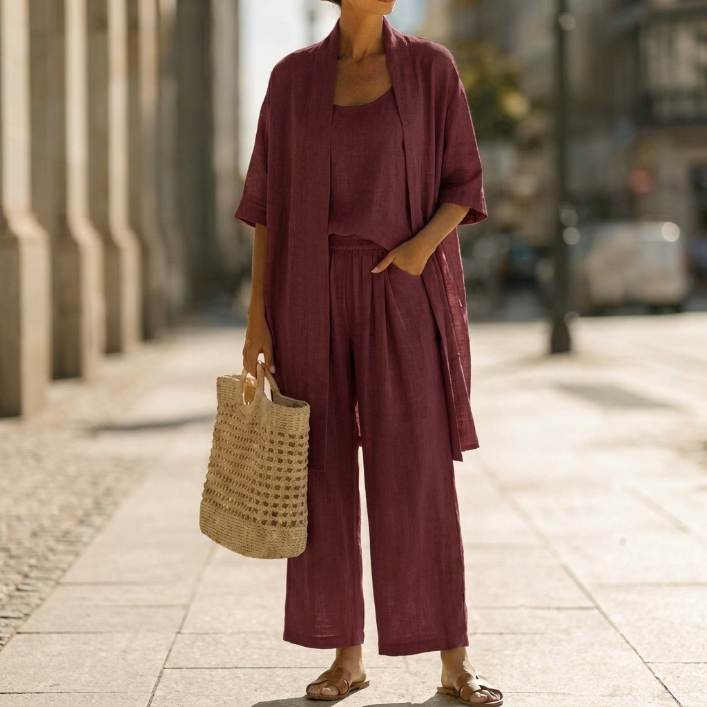 Elisa | Stilvolles Dreiteiliges Set Damen Chic