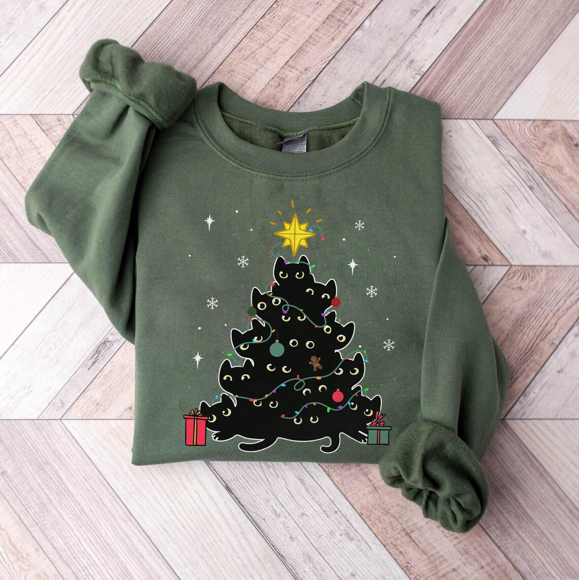 Sophie | Damen Pullover mit weihnachtlichem Katzen-Design