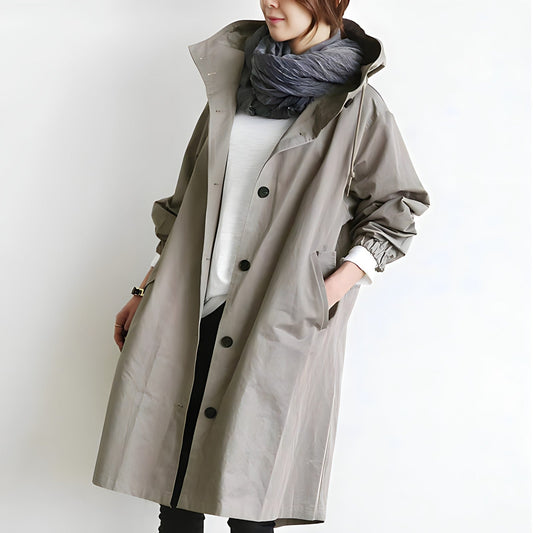 Lena | Lässiger Trenchcoat mit Kapuze für Damen