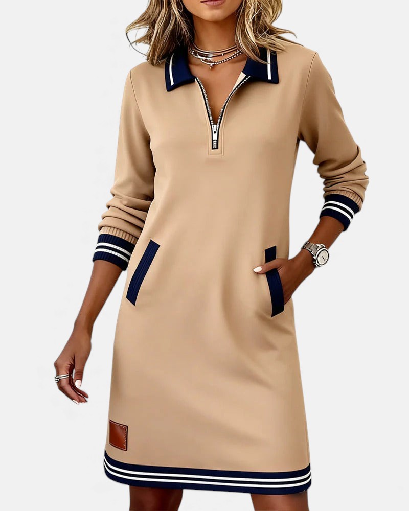 Clara | Damen Baumwollkleid elegant langarm