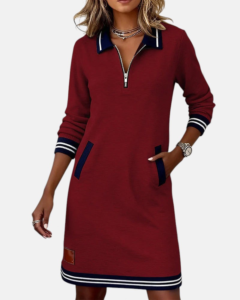 Clara | Damen Baumwollkleid elegant langarm