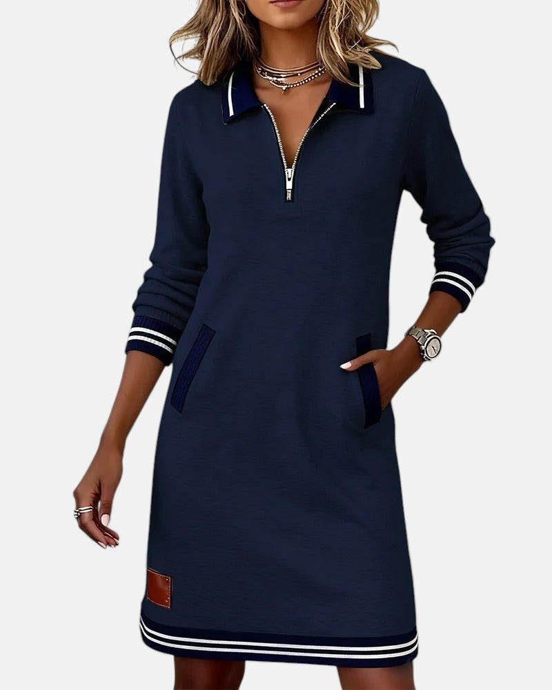 Clara | Damen Baumwollkleid elegant langarm