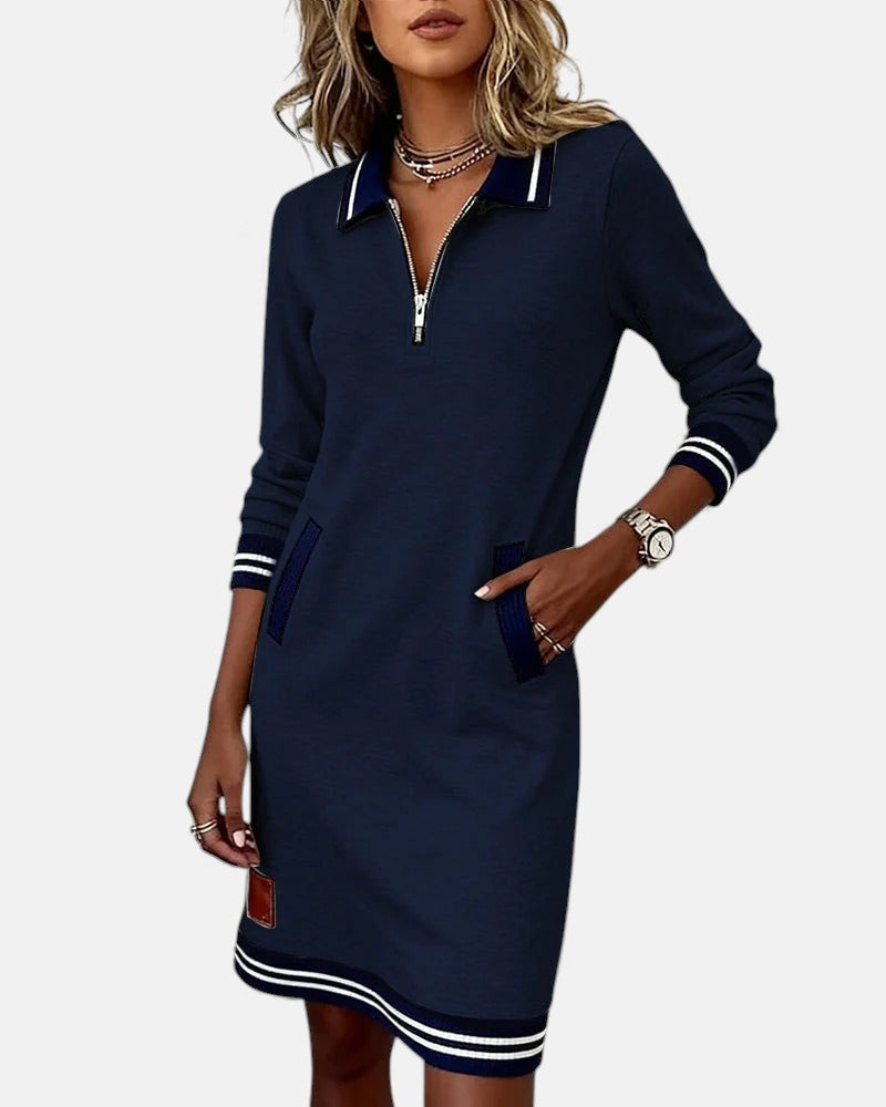 Clara | Damen Baumwollkleid elegant langarm