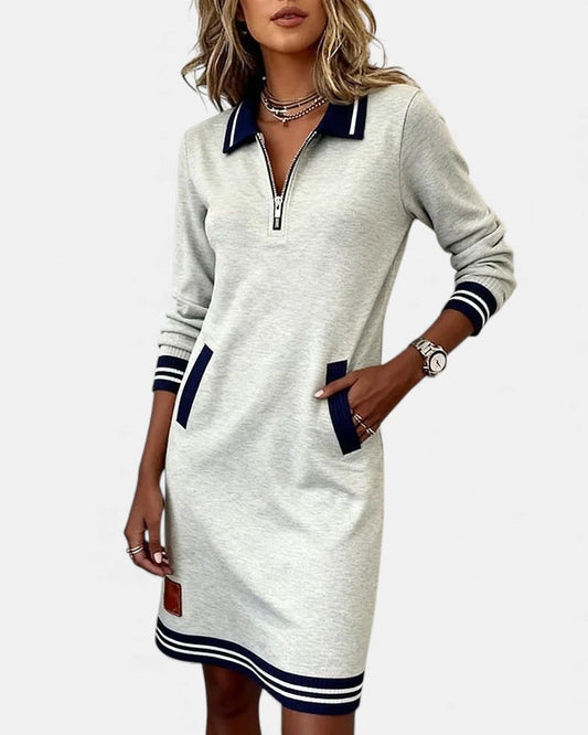 Clara | Damen Baumwollkleid elegant langarm