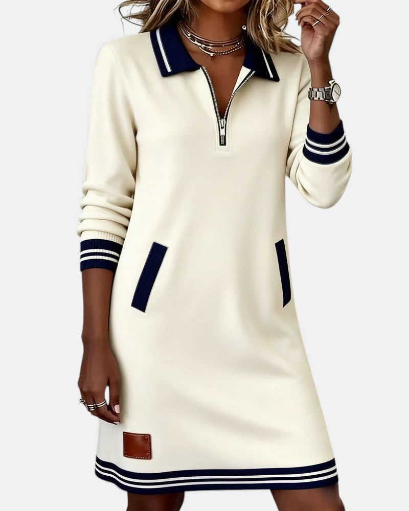Clara | Damen Baumwollkleid elegant langarm