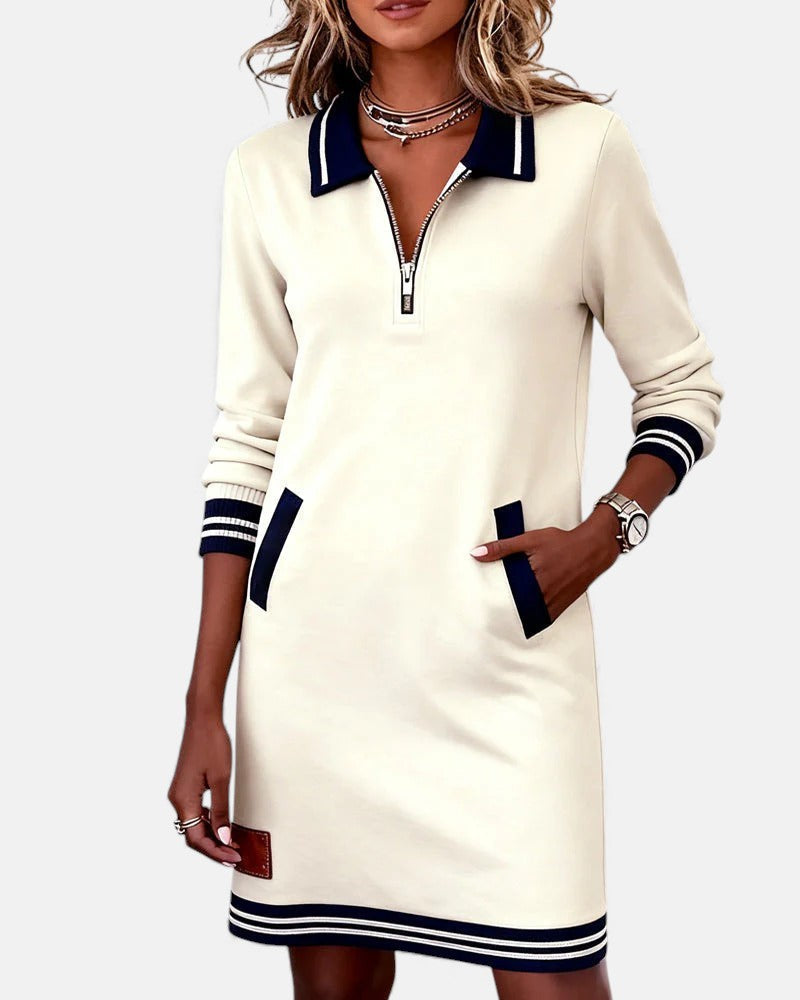 Clara | Damen Baumwollkleid elegant langarm