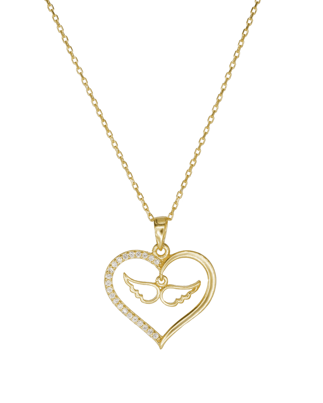 Nina | Stilvolle Damenkette mit Herz- und Engelanhänger