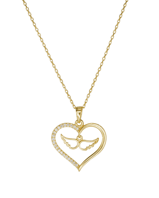 Nina | Stilvolle Damenkette mit Herz- und Engelanhänger