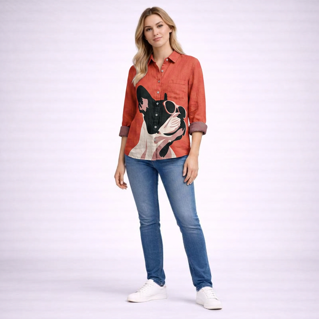 Nora | Franz Bulldogge Shirt Sonnenbrill Rot