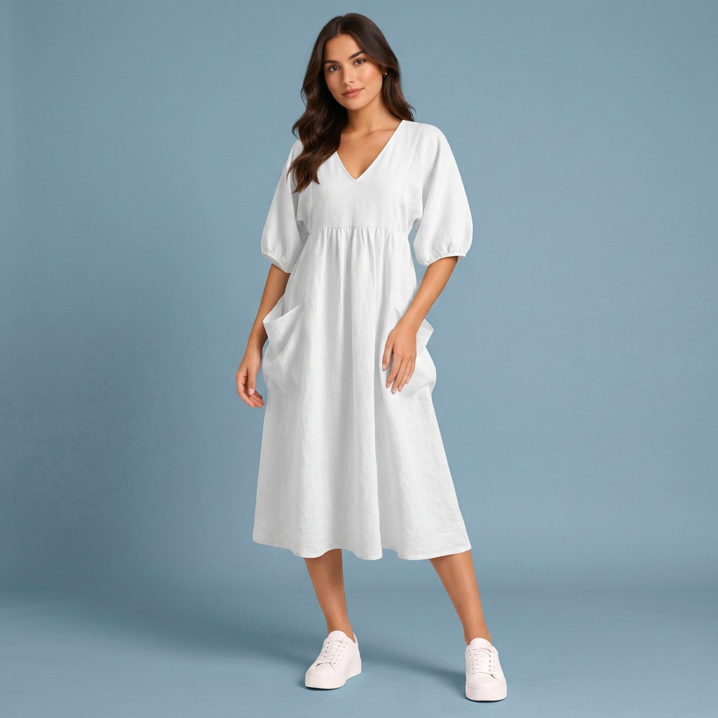 Nora | Elegant V-Ausschnitt Maxikleid Damen