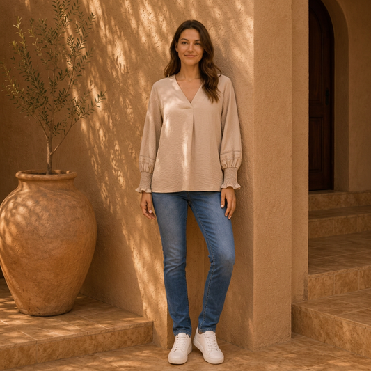 Livia | Stilvolle Bluse Tunika V-Ausschnitt Chic