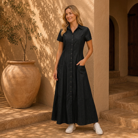 Lina | Langes Denim Kleid Elegant Look