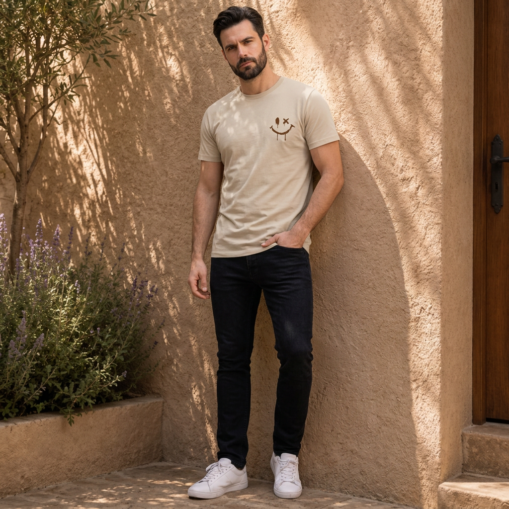 Leon | Sommerliches Herren T-Shirt Smiley Look