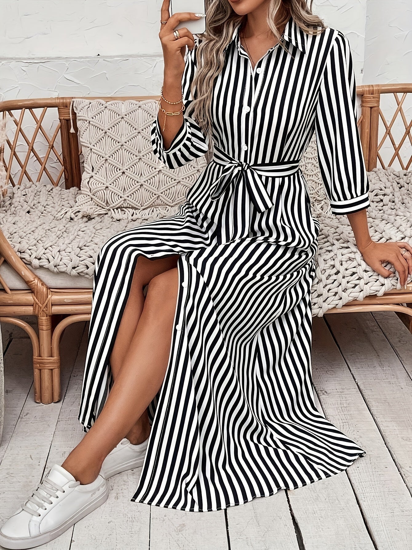 Leonie | Stilvolles Hemdkleid mit feinem Gürtel