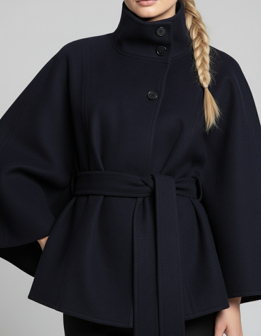 Clara | Eleganter Damen-Cape-Mantel mit Gürtelakzent