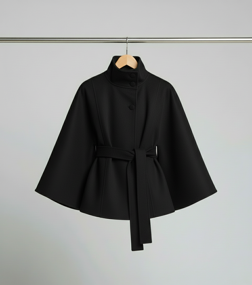 Clara | Eleganter Damen-Cape-Mantel mit Gürtelakzent