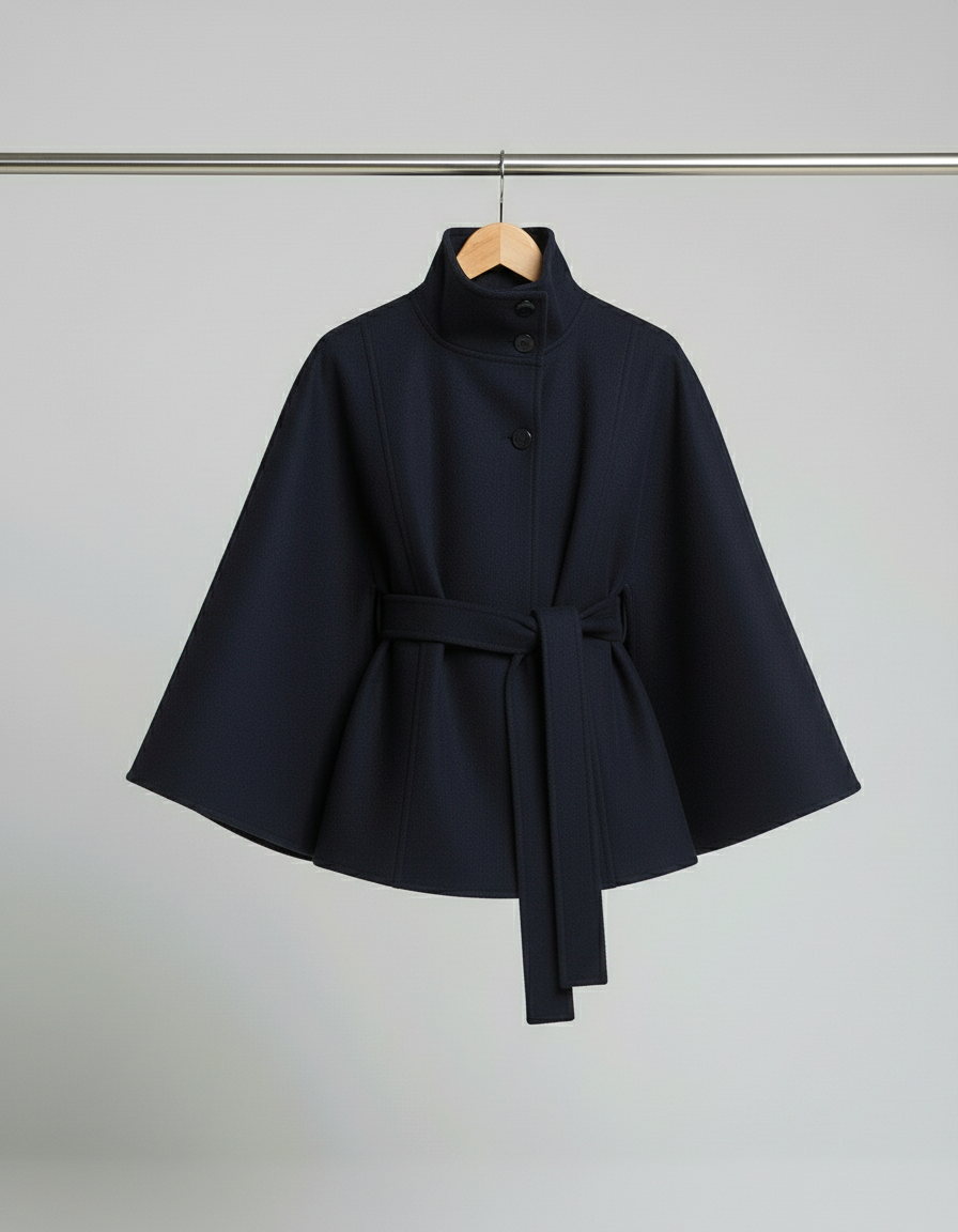 Clara | Eleganter Damen-Cape-Mantel mit Gürtelakzent