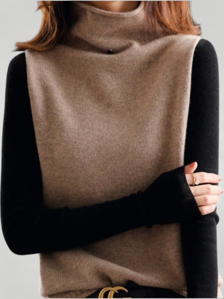 Klara | Eleganter Rollkragenpullover Farbblock Retro