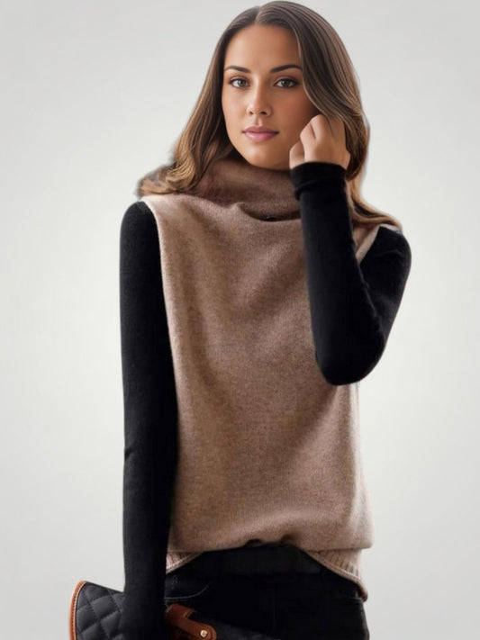Klara | Eleganter Rollkragenpullover Farbblock Retro