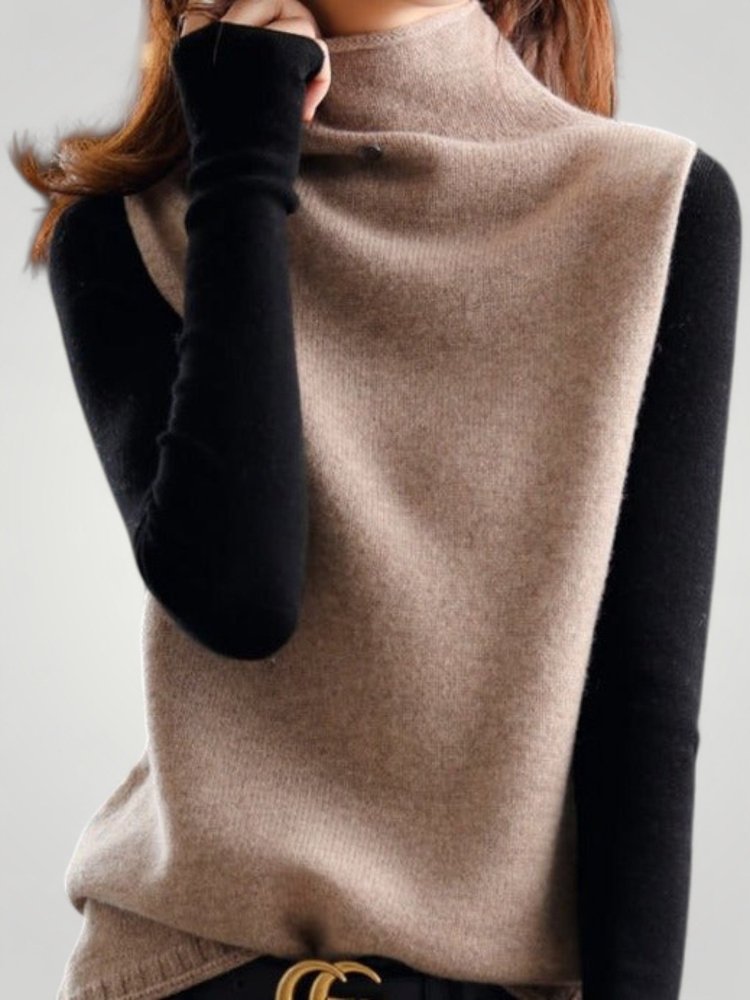 Klara | Eleganter Rollkragenpullover Farbblock Retro