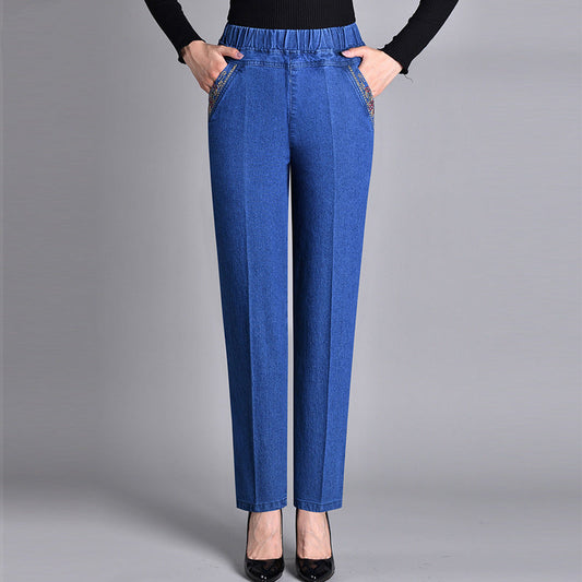 Eva | Elegante Damenjeans mit hohem Bund und Seitentaschen