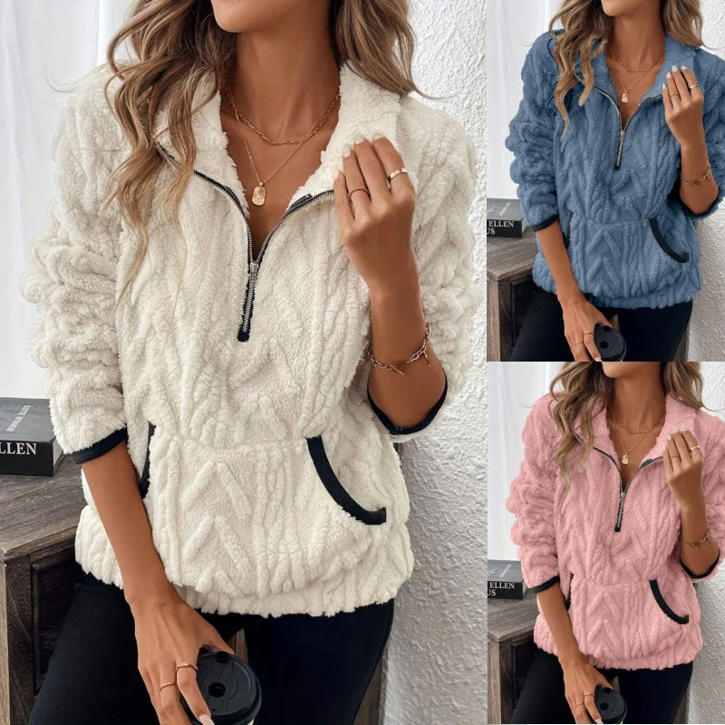 Laura | Warmer Half-Zip Pullover mit praktischer Tasche