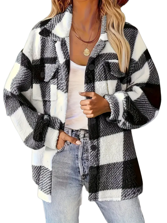 Lena | Leichte Fleecejacke im klassischen Karodesign